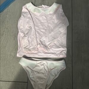 Jacadi Light Pink Long Sleeve rash guard and matching bikini bottoms